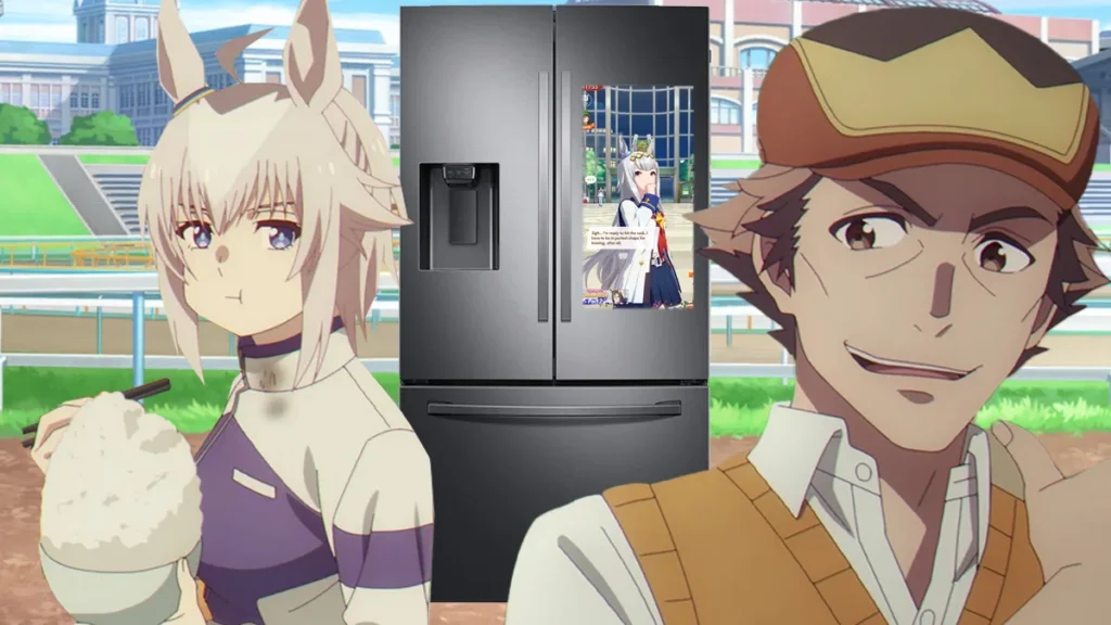 There are people who are fun playing Uma Musume Pretty Derby in the Smart Refrigerator